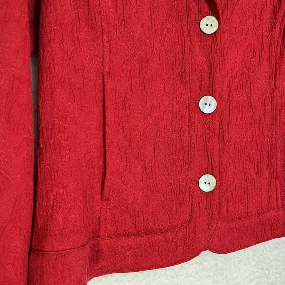 Chico's Women's 0 Small Red Jacket Light Weight Crinkle Fabric Packable - Picture 4 of 10